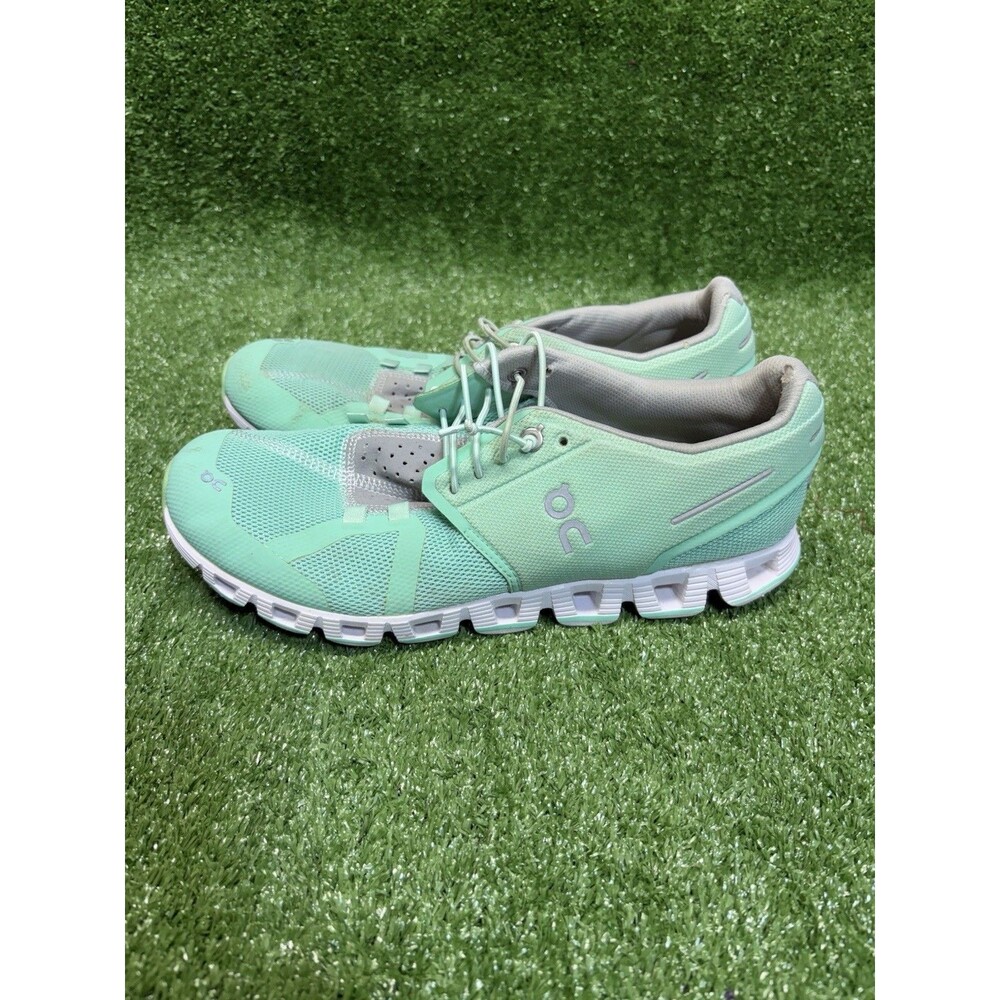On Running Cloud Womens US 9.5 Athletic Shoes Mineral Ice Green Mesh Sneakers